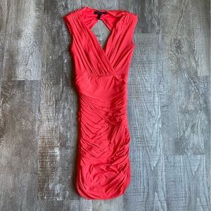 BCBG MaxAzria Ruched Coral Tank Dress Size XS.